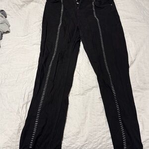 Black Pants with White Stitching